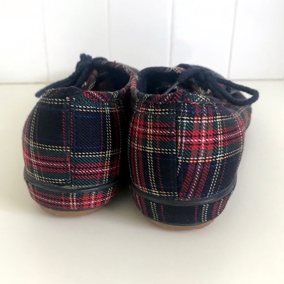 Vintage 1970’s plaid dark academia preppy sneakers lace up flats shoes - Picture 6 of 11